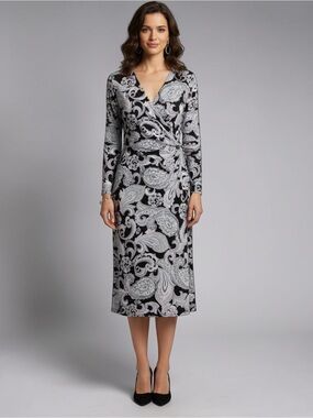 Paisley Jersey faux wrap dress